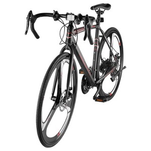 VEVOR Road Bike, 700C Wheels Racing Bike, SHIMANO 21 Speeds Drivetrain System City Commuter Road Bicycle with Carbon Steel Frame, Black - 1 of 4