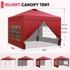 Ainfox 10ftx10ft Pop Up Canopy Tent with 4 Sidewalls One Push Tent Canopy with Wheeled Carry Bag, 8 Stakes and 4 Ropes - 2 of 4