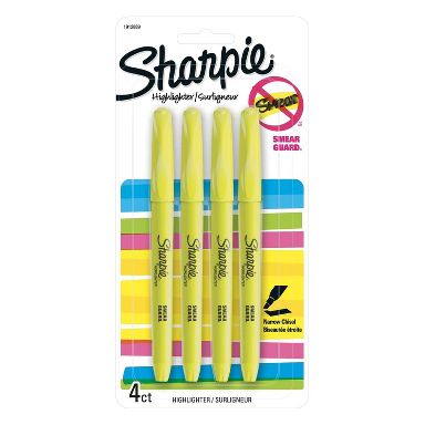 Highlighter 4ct Yellow Sharpie