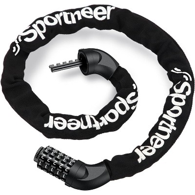 Sportneer Bike Lock: 5 Digit Combination High Security Anti Theft Bike Chain Lock - 3.2/3.6/4ft Heavy Duty Keyless Bicycle Lock for Bike