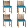 vidaXL 1/2/4/6/8x Solid Wood Teak Patio Chairs with Cushions Multi Colors - Light Blue - 4 - 2 of 4