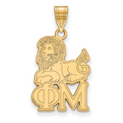 Black Bow Jewelry 14k Yellow Gold Plated Sterling Silver Phi Mu Greek Life Medium Pendant