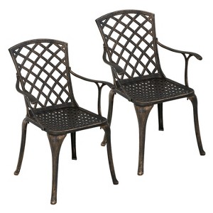 FDW Patio Chairs Set of 2 Wrought Iron Dining Chairs for Relaxation - 1 of 4