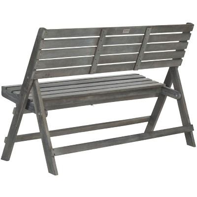 Ash Grey Acacia Wood Folding Outdoor Bench