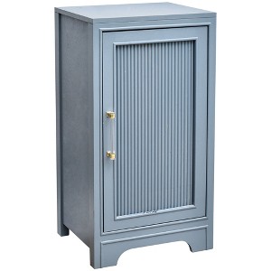 eHemco Azure Grey Ribbed End Table, Side Table with Storage, Modern Retro Style, 18 x 14 x 30.5 Inches - 1 of 4