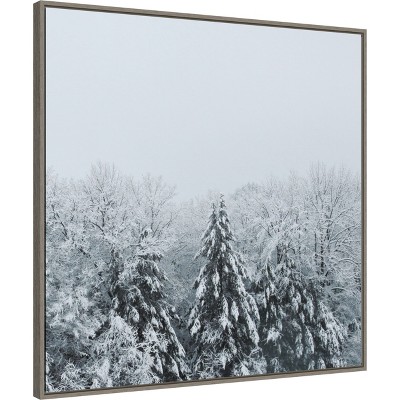 Snowy Forest Landscape Framed Canvas Wall Art
