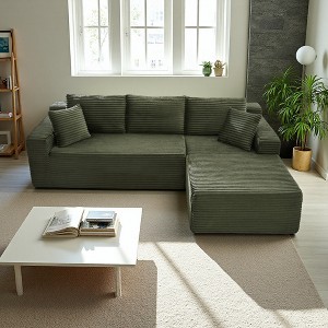 103" Modular Corduroy L-Shaped Sectional Sofa, Deep Seat - 1 of 2