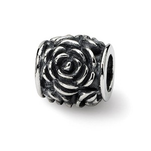 Black Bow Jewelry Sterling Silver Rose Bali Bead Charm - 1 of 3