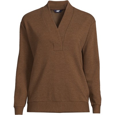Lands' End Women's Long Sleeve Ottoman Shawl Collar Pullover