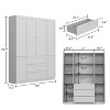 FUFU&GAGA White 5-Shelf Storage Cabinet 6 Glass Door Gold Cone Pulls with 3 Drawers - 3 of 4
