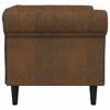 vidaXL Chesterfield Sofa Chair - Brown Fabric Upholstered Settee for Living Room, Solid Wood Legs, 30.9" x 29.3" x 29.3" - 4 of 4