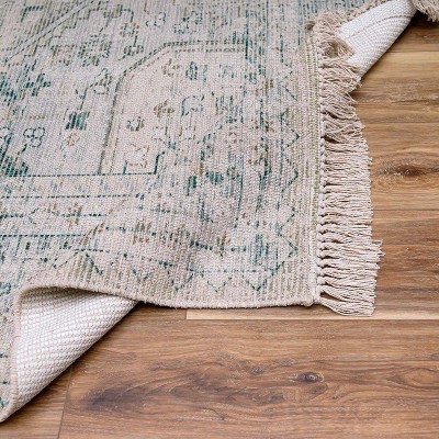 Birdham Sage Green Handwoven Cotton Area Rug 2'3" x 4'