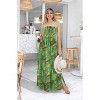 HAPPY BAY Women's House Daily Routine Evening Wear Holiday Flowy Backless Maxi A Line Casual Slit Party Strapless Tube Top Dress One Size Green, Leaf - 4 of 4