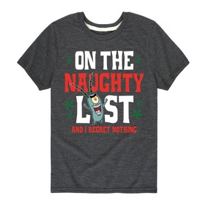Boys' - SpongeBob SquarePants - Plankton Naughty List Short Sleeve Graphic T-Shirt - 1 of 4