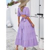 Women's Boho Floral Print Square Neck Beach Party Flowy Ruffle Midi Dress - 4 of 4