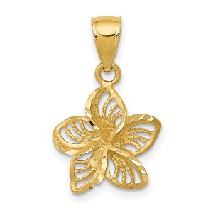 Black Bow Jewelry 14k Yellow Gold 13mm Diamond Cut Filigree Plumeria Pendant - 1 of 4