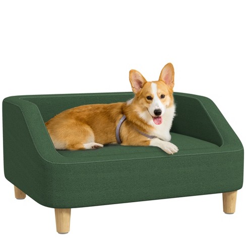 PawHut Pet Sofa Dog Bed, Dog Couch for Small and Medium-Sized Dogs and Cats with Washable Cushion, Anti-Slip Pads, Dark Green - image 1 of 4