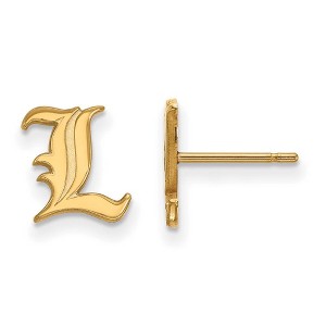 Black Bow Jewelry 14k Yellow Gold Plated Sterling Silver Louisville Cardinals NCAA Post Earrings - 1 of 3