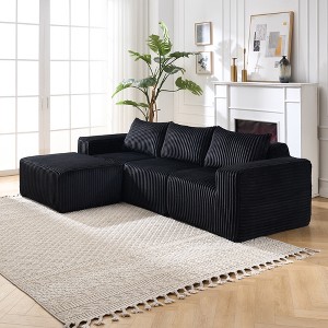 100.79" Modern Cloud Upholstered Modular L-Shaped Sectional Sofa with Deep Seats and Right-Facing Chaise, No Assembly Couch - 1 of 4