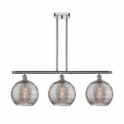 Athens Deco Swirl - 3 Light Stem Hung Island In Industrial Style-12.13 Inches Tall and 36.5 Inches Wide