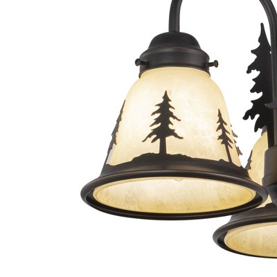 Rustic Burnished Bronze 3-Light Semi-Flush Mount with Amber Glass