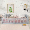 YONWAY Full Size Floor Bed for Kids with Fence and Door, Low Montessori, Bed Sturdy Slat Suppor, for Kids Boys Girls, no noise - 3 of 4