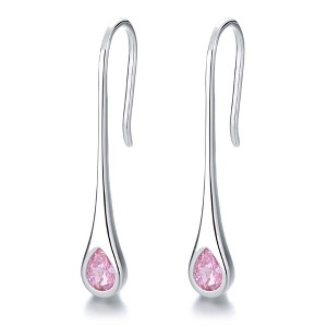 Amy and Annette Gemstone Sterling Silver Pull-through Minimalist Drop Earrings - 1 of 4