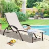 Outdoor Aluminum Adjustable Chaise Lounge with Armrests - Off-White - Crestlive Products - image 2 of 4