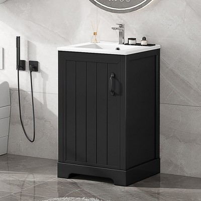 MOEPISY 20 inch Bathroom Vanity with Sink, Bathroom Cabinet with Soft Closing Door, Storage Rack and Adjustable Shelve