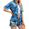Nlife Womens Button Down Hawaiian Shirts Short Sleeve Floral Print Summer V Neck T-Shirt Casual Summer Beach Blouses Tops - 4 of 4