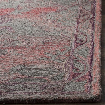 Elegant Oushak Handmade Tufted Runner Rug in Red, 27"x7"