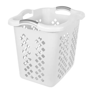 (4 Pack)2 Bushel Lamper Plastic Laundry Basket with Silver Handles, White, Adult / Tween - 1 of 3