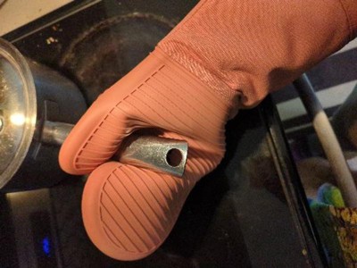 Unique Bargains Silicone Oven Mitts Heat Resistant Gloves Pot Holders  Kitchen 1 Pair Orange 13.6x5.5x7.5 : Target