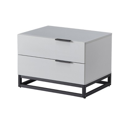 GlasFlength Nightstands Modern Two Drawer Storage Cabinet with Metal Handles for Bedroom Organization, White, 22.05"*16.93"*15.94"