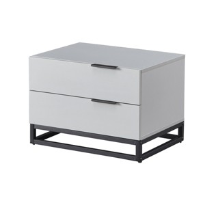 GlasFlength Nightstands Modern Two Drawer Storage Cabinet with Metal Handles for Bedroom Organization, White, 22.05"*16.93"*15.94" - 1 of 4