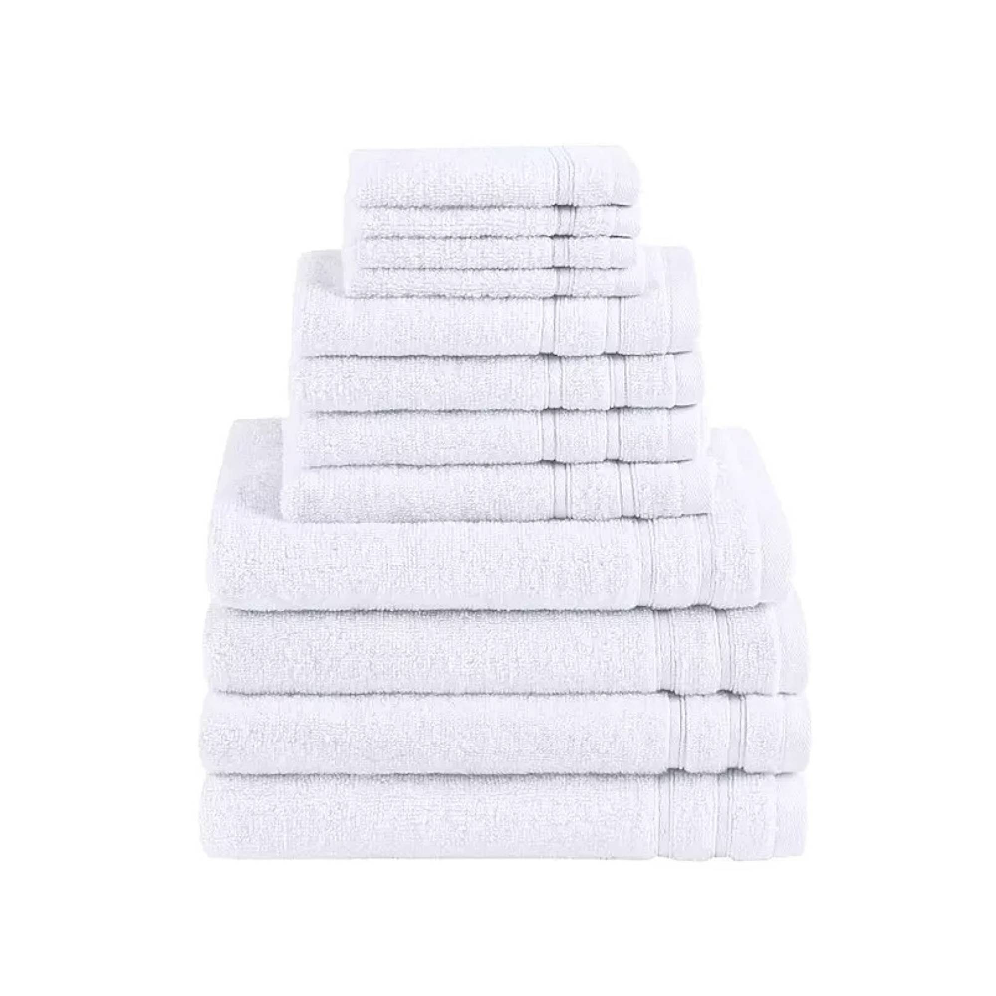 510 Design 12pc Essential Bundle Quick Dry Cotton Bath Towel Set White