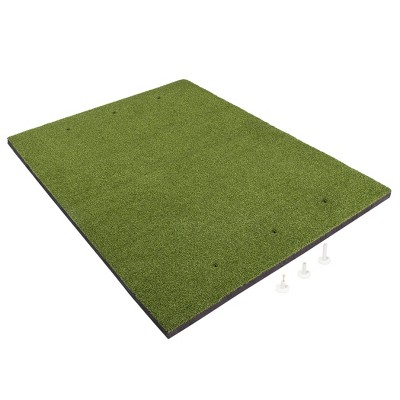 Green Artificial Turf Golf Hitting Mat with Rubber Tees