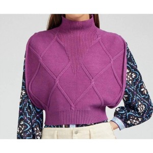 Women's Sleeveless Wide Arm Turtleneck Sweater - current air - 1 of 4