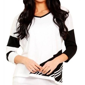 Women's Abstract V-Neck Pullover - ANGEL - 1 of 2