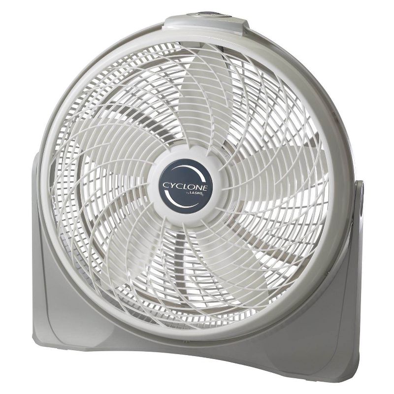 Lasko LKO-3520 20 Inch 3-Speed Cyclone Air Circulator Portable Full-Tilt Pivoting Floor or Wall Mount Fan for Large Rooms and Office, White, 1 of 7