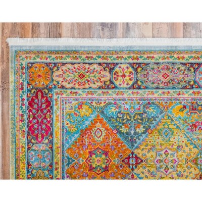 Santiago Vibrant Patchwork Light Blue 5' x 8' Synthetic Area Rug