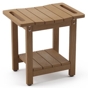 Arceso Shower Bench, HDPS Stool with Shelf and Handles - Waterproof & Non-Slip for Indoor/Outdoor Bathroom - 1 of 4