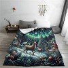 Lomsoe Christmas Reindeer Forest Print Flannel Blanket - All Seasons Soft and Warm Throw Blanket for Bed, Napping, Camping, Travel, Office - 2 of 4
