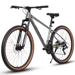 Mountain Bike 27.5 Inch Wheels, 21-Speed Mens Womens Trail Commuter City Mountain Bike, Aluminium Frame Disc Brakes Thumb Shifter Front Fork Bicycles - 1 of 4