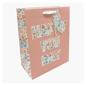 Bows And Sparkles Bag Large 'Just For You' Floral Birthday Gift Bag with Tag Pink - 1 of 3