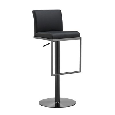 TOV Furniture Amalfi Performance Vegan Leather on Black Stool in Black