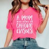 Simply Sage Market Women's A Mom Who Runs On Caffeine And Kisses Short Sleeve Garment Dyed Tee - 2 of 2