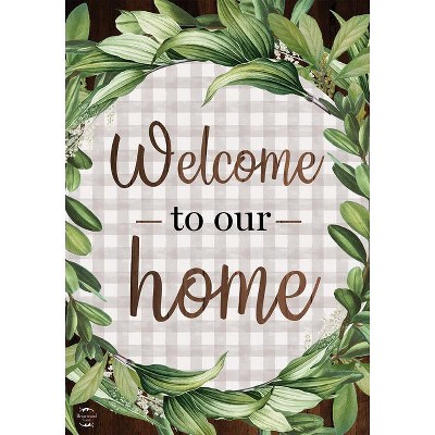 Welcome To Our Home Wreath Double-sided House Flag Everyday Greenery 28 