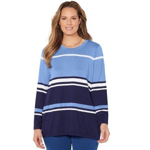 Catherines Women's Plus Size Liz&Me Patterned Pullover Sweater - 1 of 4