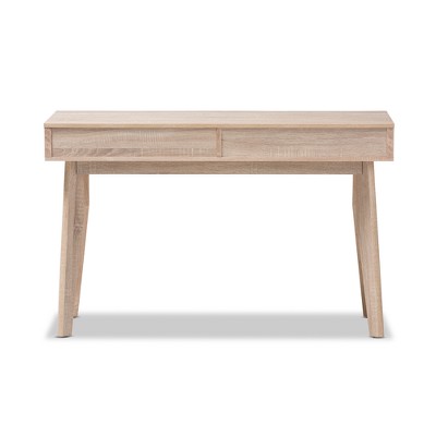 Scandinavian-Inspired Oak and Grey 2-Drawer Study Desk
